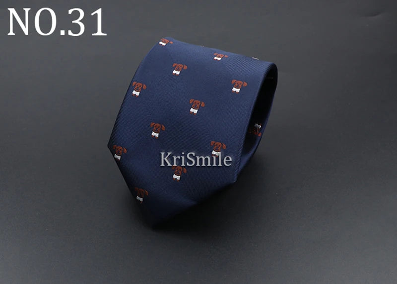 Novelty Ties For Men Cartoon Dog Dots Paisley Striped Fashion Mens Business Meeting Wedding Tuxedo Suit Shirt Daily Wear Cravat