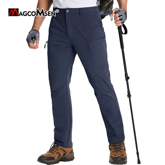 MAGCOMSEN Men's Waterproof Hiking Pants with Multi-pockets Ripstop Hard-wearing Quick Dry Casual Cargo Straight Working Pants