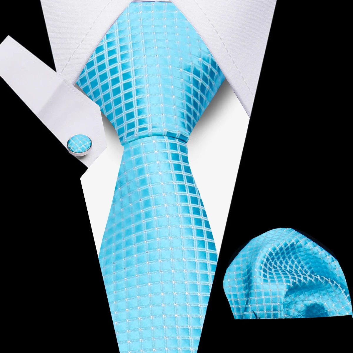 HUISHI 3-Pieces Blue Business Men's Tie Set Handmade NeckTie Men Formal Luxury Wedding High Quality Gravata Suit Accessories