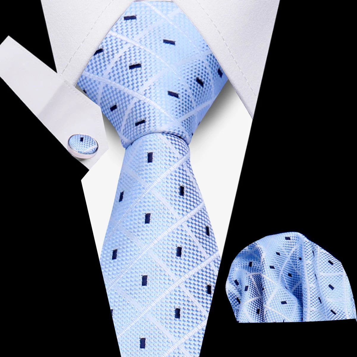 HUISHI 3-Pieces Blue Business Men's Tie Set Handmade NeckTie Men Formal Luxury Wedding High Quality Gravata Suit Accessories