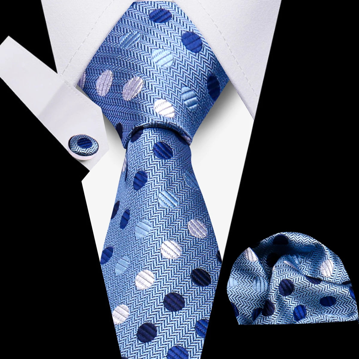 HUISHI 3-Pieces Blue Business Men's Tie Set Handmade NeckTie Men Formal Luxury Wedding High Quality Gravata Suit Accessories