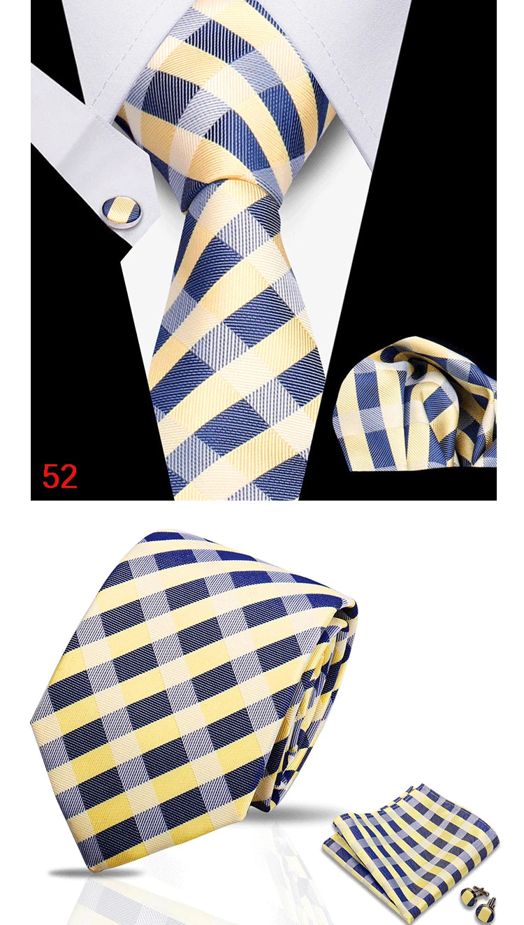 HUISHI 3-Pieces Blue Business Men's Tie Set Handmade NeckTie Men Formal Luxury Wedding High Quality Gravata Suit Accessories
