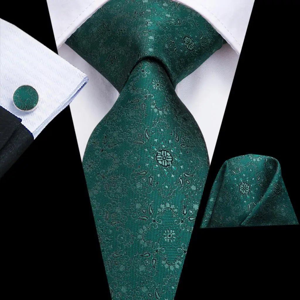 Hi-Tie Red Pureple Paisley Mens Ties Hanky Cufflinks Set Silk Necktie For Men Wedding Party Business 2022 New Fashion Brand