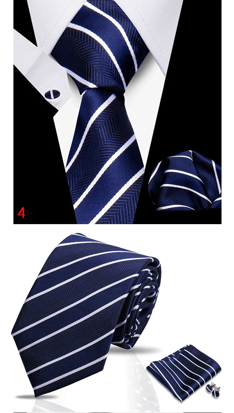 HUISHI 3-Pieces Blue Business Men's Tie Set Handmade NeckTie Men Formal Luxury Wedding High Quality Gravata Suit Accessories