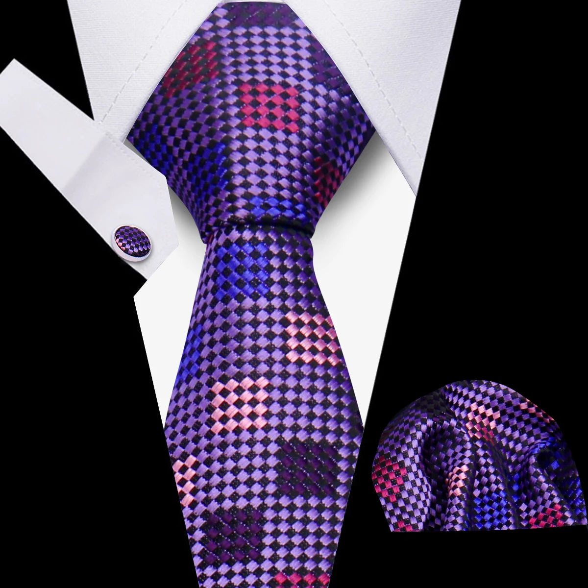 HUISHI 3-Pieces Blue Business Men's Tie Set Handmade NeckTie Men Formal Luxury Wedding High Quality Gravata Suit Accessories