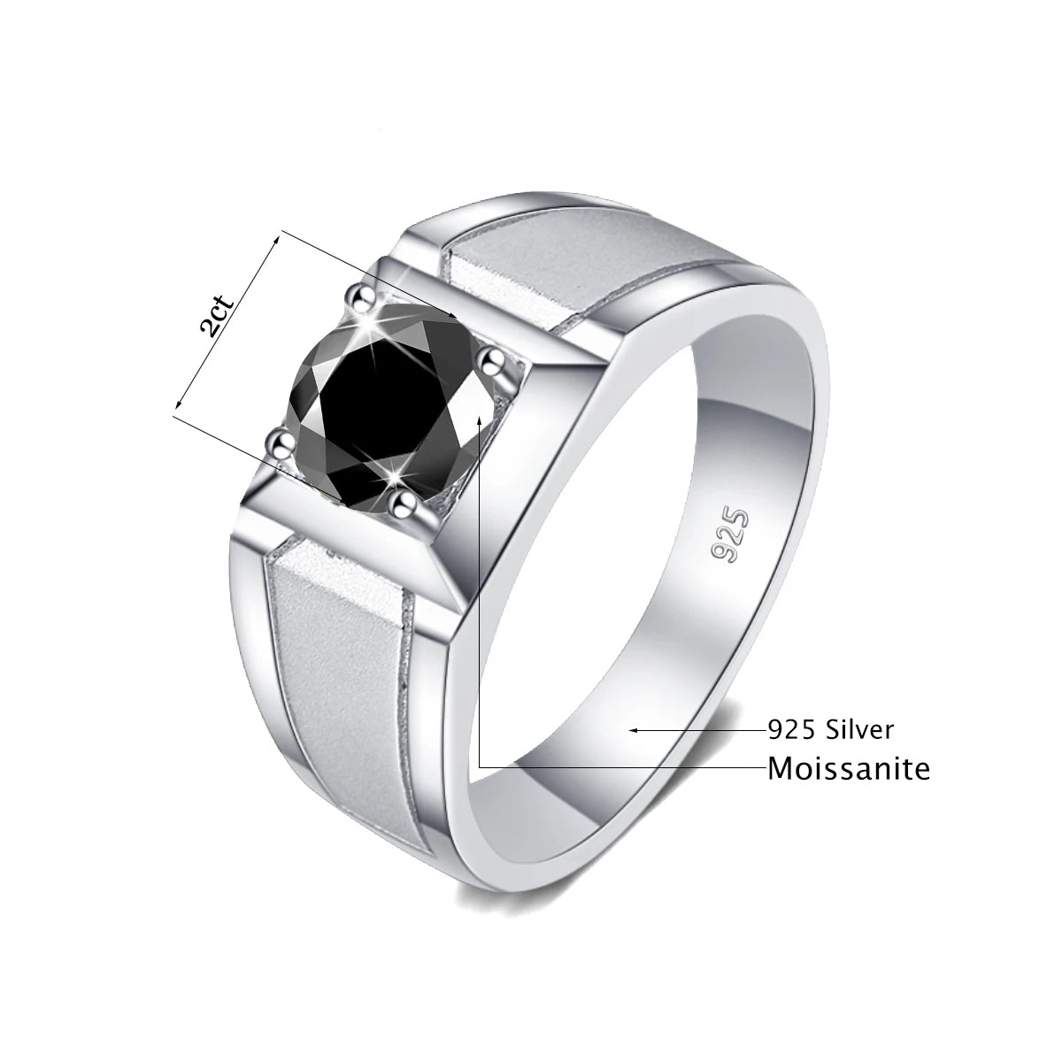 2 Carat Moissanite Rings For Men 925 Sterling Silver White Gold plated Engagement Wedding Mens Jewellery 2024 Trend Gift Female