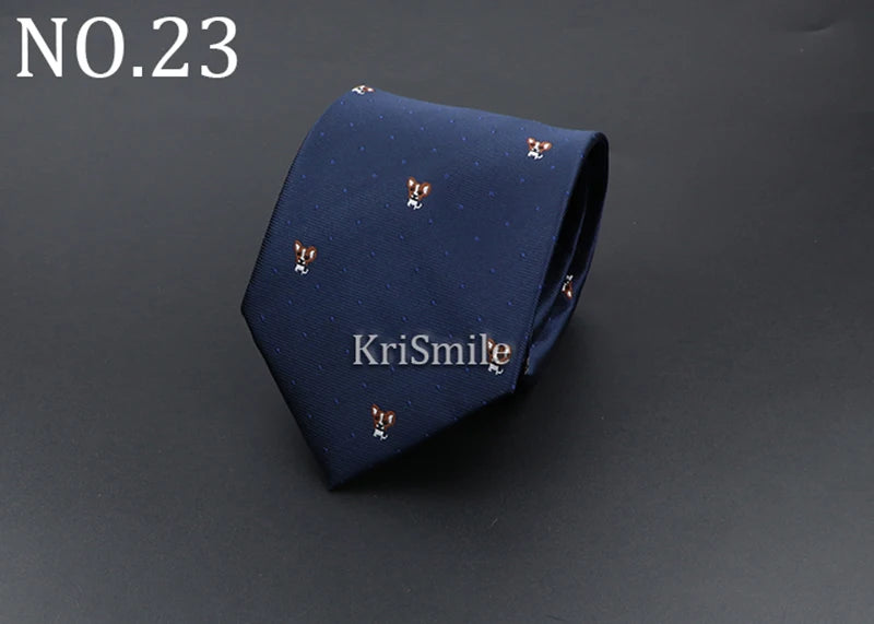 Novelty Ties For Men Cartoon Dog Dots Paisley Striped Fashion Mens Business Meeting Wedding Tuxedo Suit Shirt Daily Wear Cravat