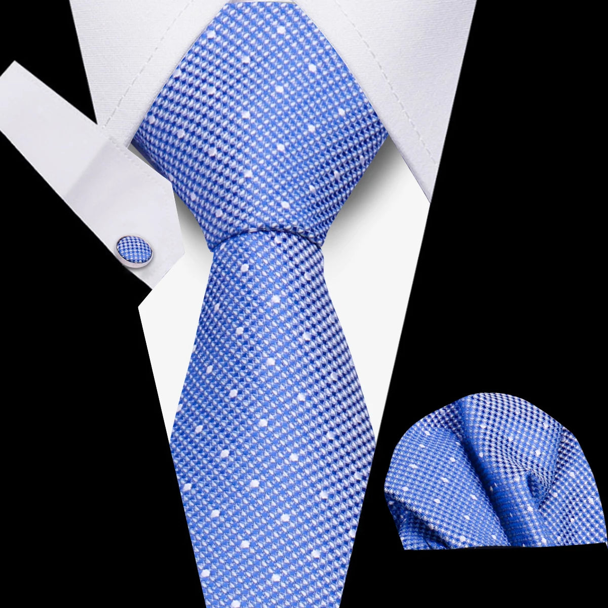 HUISHI 3-Pieces Blue Business Men's Tie Set Handmade NeckTie Men Formal Luxury Wedding High Quality Gravata Suit Accessories