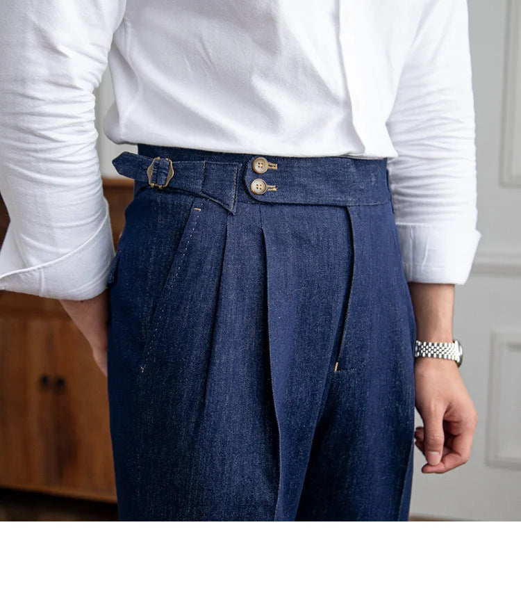 High Quality Italy Business Dress Pants Men  Office Social Suit Pants Casual Wedding Groom Trouser Pantaloni Uomo Casual Blue