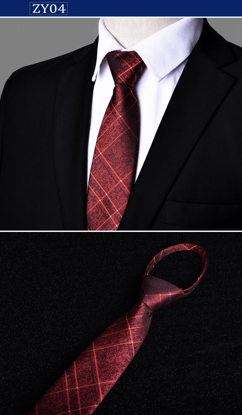 NEW Paisley Zipper Ties for Men 7CM Skinny Neck Tie Solid Striped Neckties Men's Automatic Zipper Tie Blue Lazy Ties