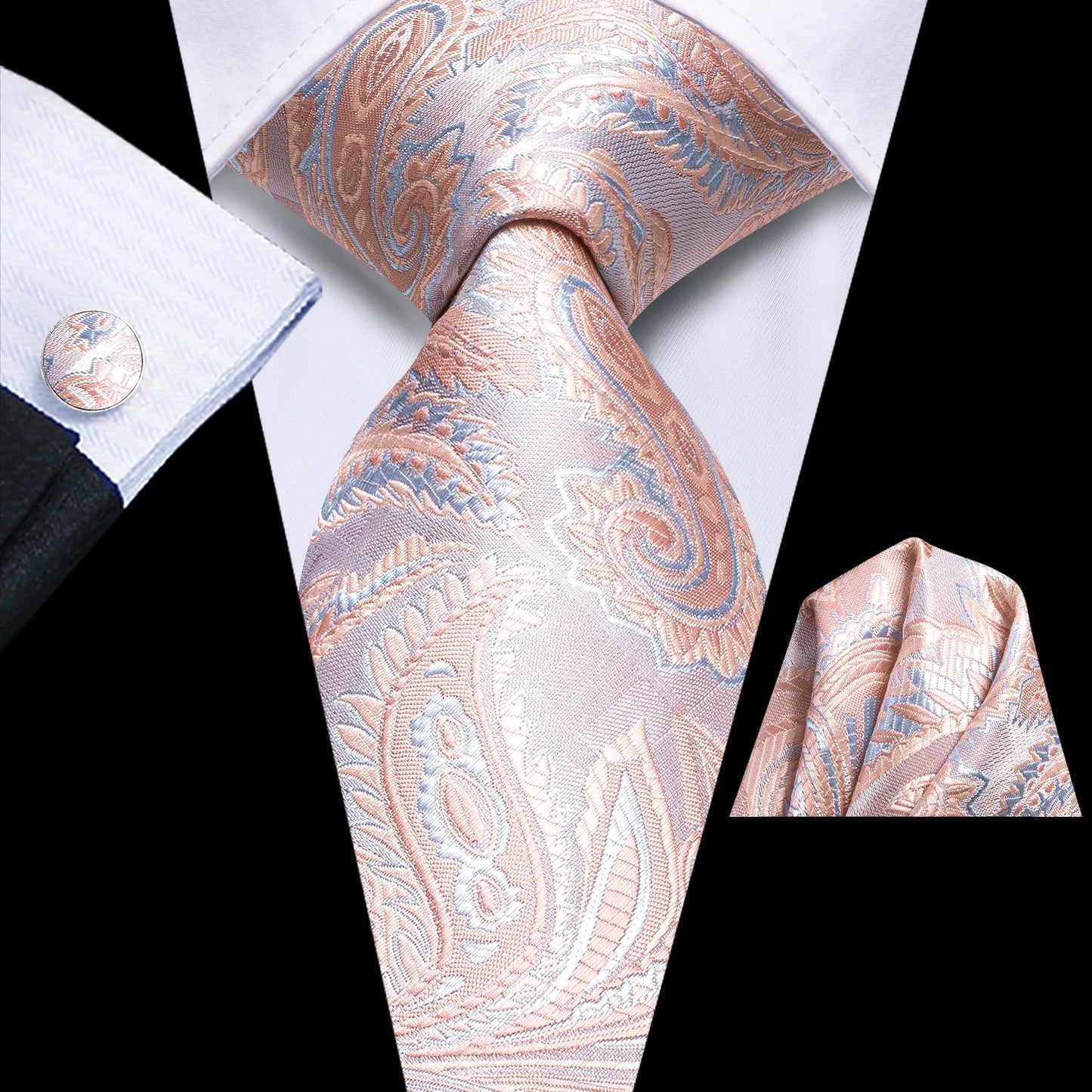 Hi-Tie Striped Black Red Gold Green Silk Wedding Tie For Men Handky Cufflink Gift Men Necktie Fashion Designer Business Party