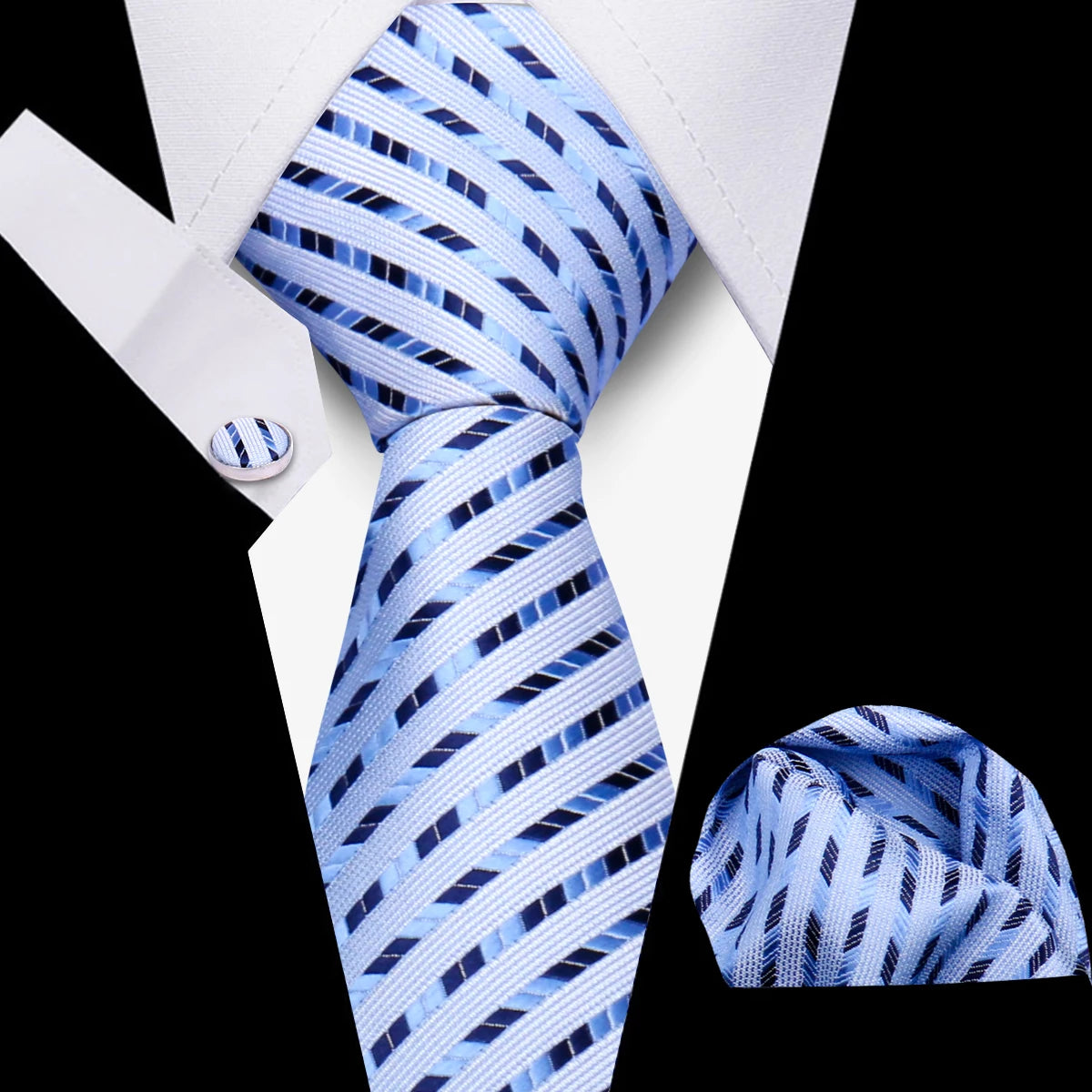 HUISHI 3-Pieces Blue Business Men's Tie Set Handmade NeckTie Men Formal Luxury Wedding High Quality Gravata Suit Accessories