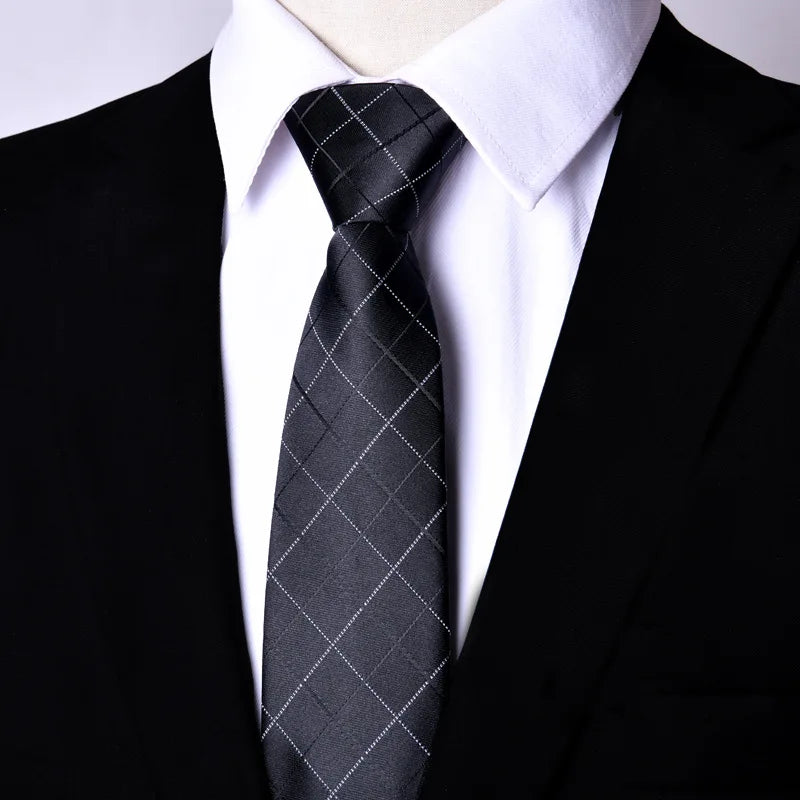 NEW Paisley Zipper Ties for Men 7CM Skinny Neck Tie Solid Striped Neckties Men's Automatic Zipper Tie Blue Lazy Ties