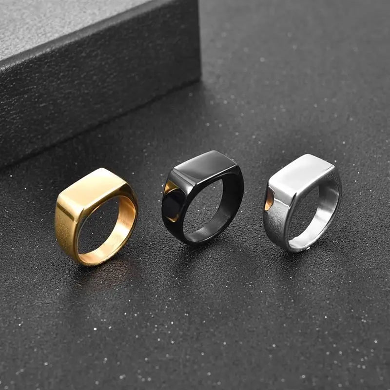 Jiayiqi Classic Frosted/Smooth Tops Men's Rock Punk Rings Cool Fashion Individuality Signet Ring For Women Man Party Jewelry