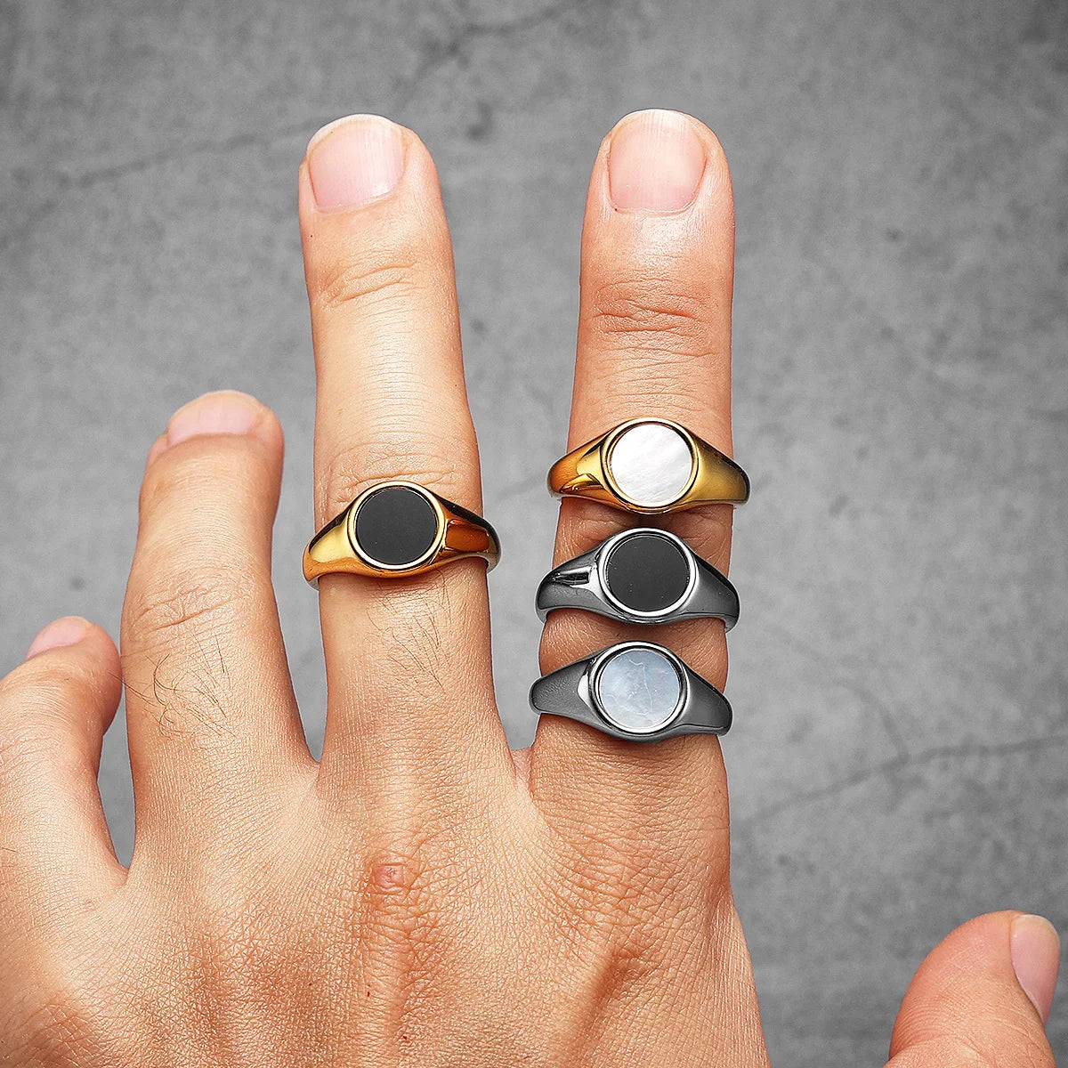 Luxury Aesthetic Shell Men Rings Stainless Steel Women Jewelry Simple Punk Rock Cool Stuff Fashion Accessories Gift Wholesale