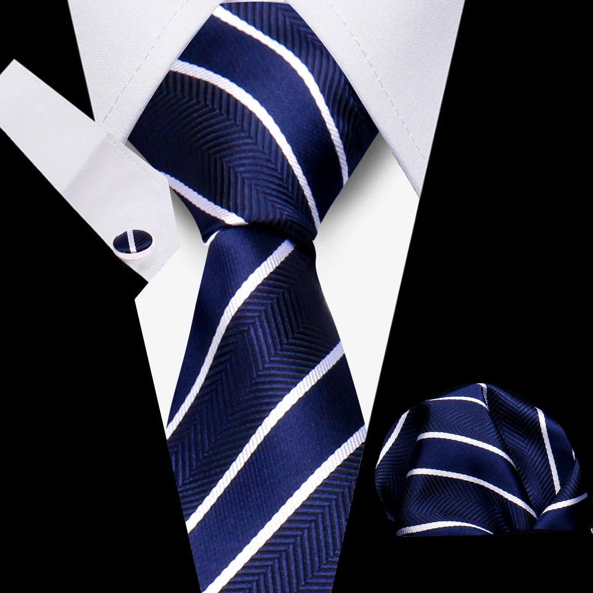 HUISHI 3-Pieces Blue Business Men's Tie Set Handmade NeckTie Men Formal Luxury Wedding High Quality Gravata Suit Accessories