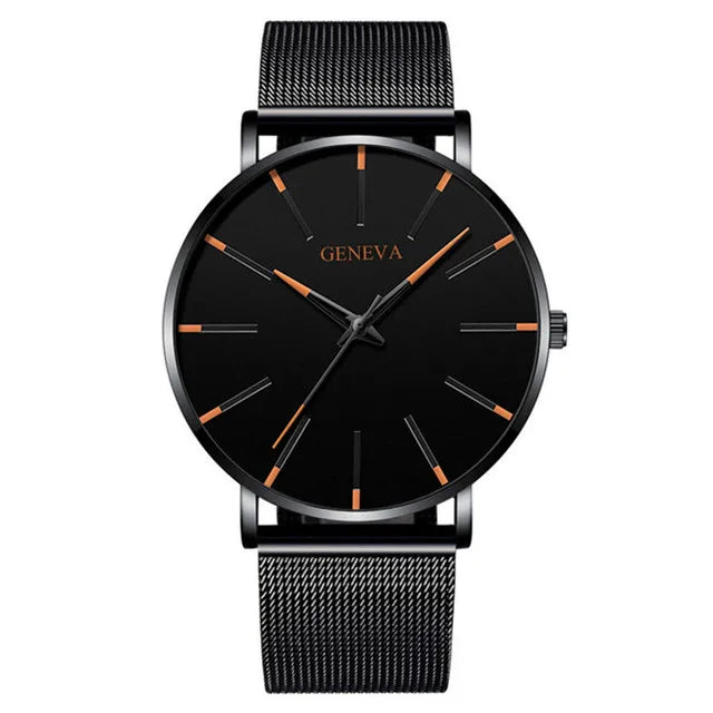 Minimalist Mens Fashion Ultra Thin Watches Simple Men Business Stainless Steel Mesh Belt Quartz Wrist Watch Relogio Masculino