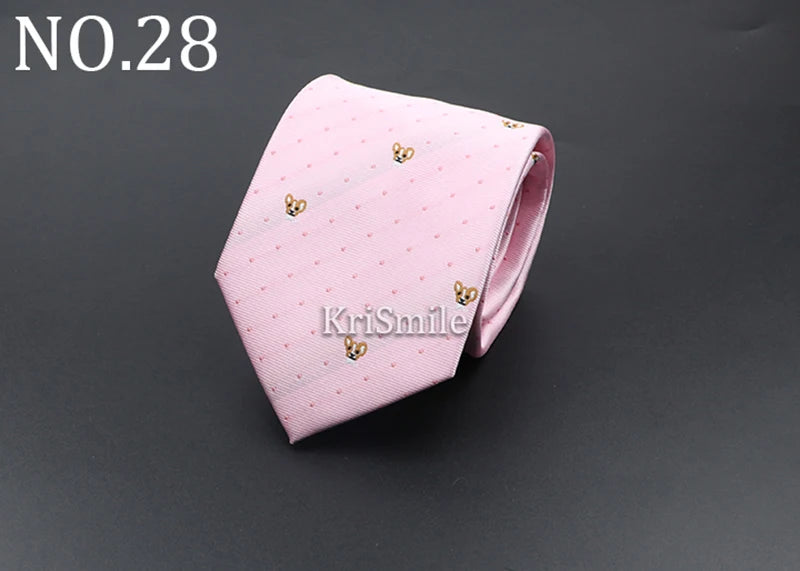 Novelty Ties For Men Cartoon Dog Dots Paisley Striped Fashion Mens Business Meeting Wedding Tuxedo Suit Shirt Daily Wear Cravat
