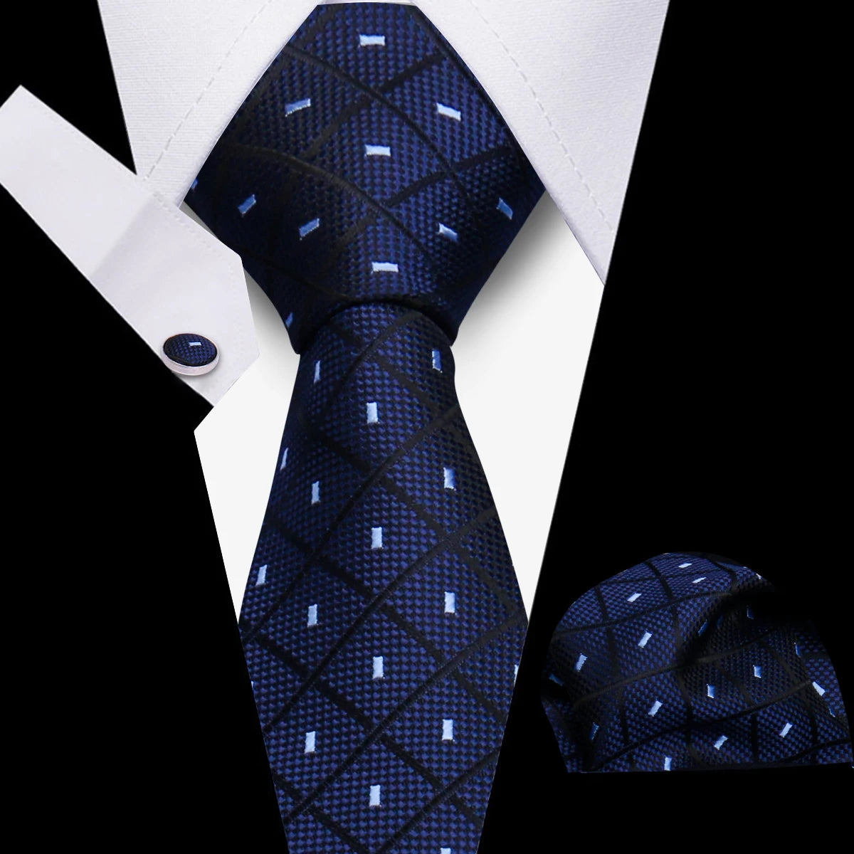 HUISHI 3-Pieces Blue Business Men's Tie Set Handmade NeckTie Men Formal Luxury Wedding High Quality Gravata Suit Accessories