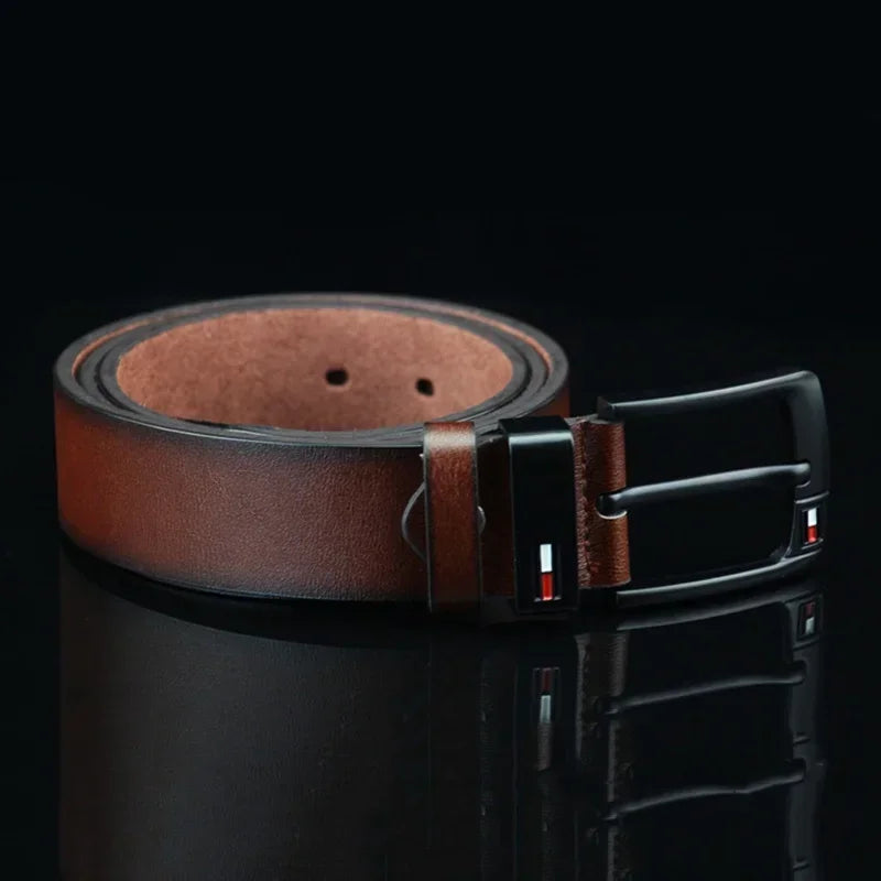 Famous Brand Design PU Leather Belt for Men Classical Alloy Pins Buckle Waist Belts Wild West Punk for Jeans Leisure Waistband