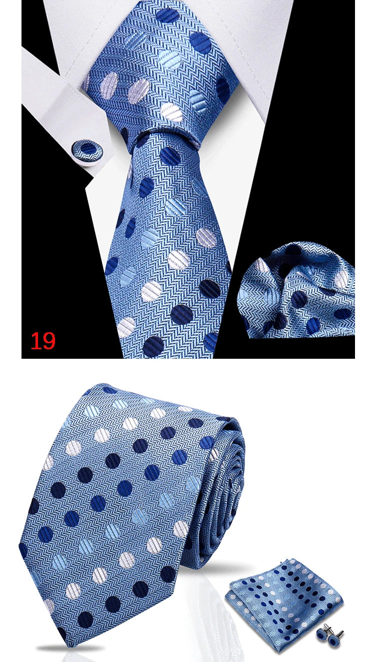 HUISHI 3-Pieces Blue Business Men's Tie Set Handmade NeckTie Men Formal Luxury Wedding High Quality Gravata Suit Accessories