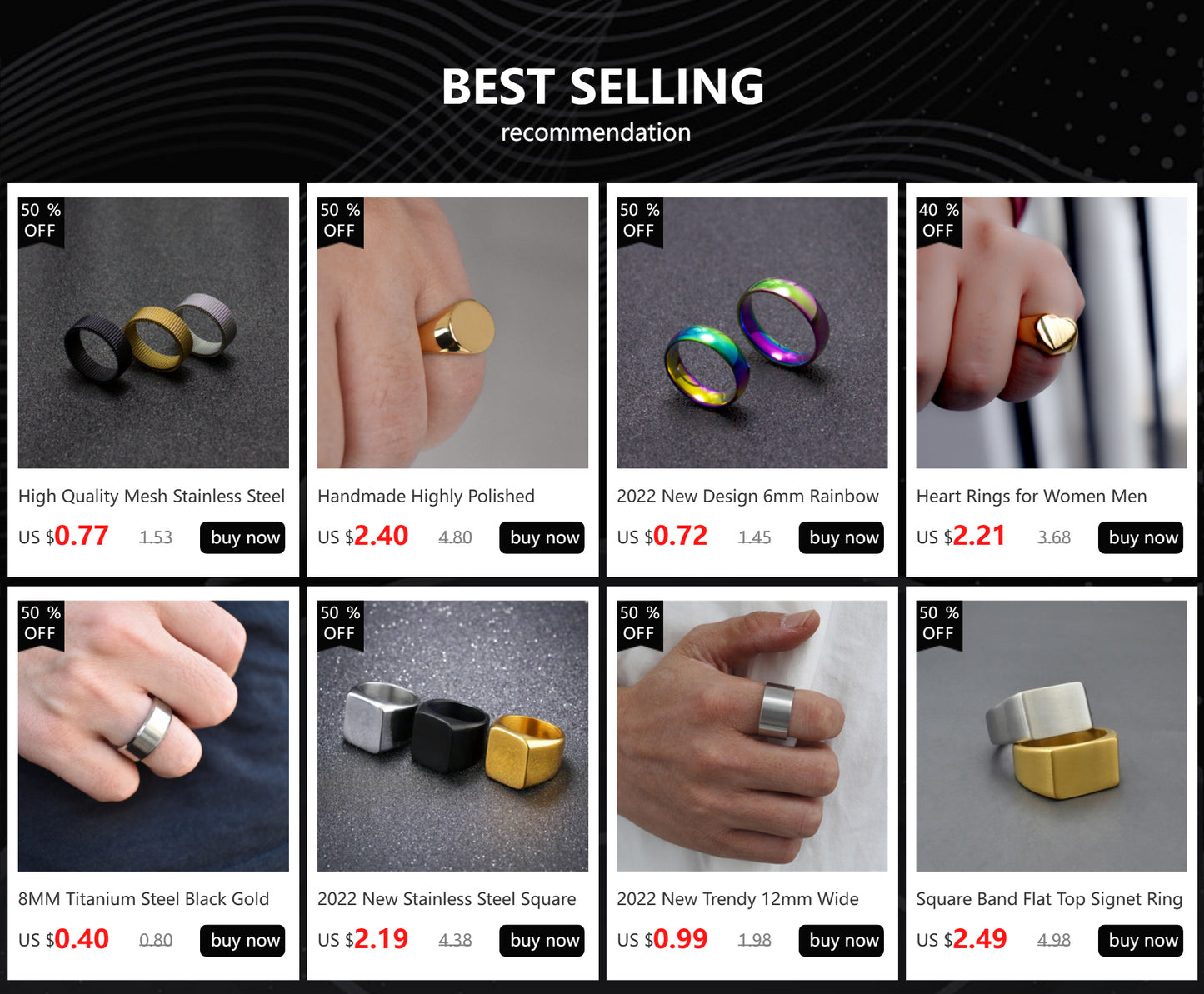 Handmade Highly Polished Stainless Steel 18k Gold Plated Oval Smooth Blank Signet Rings for Women Men