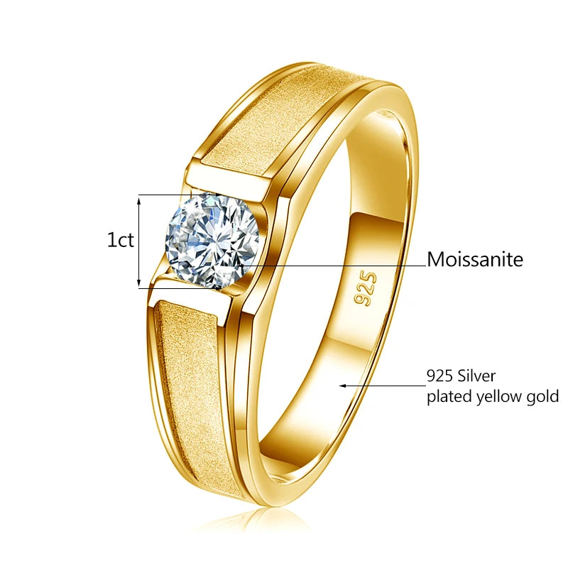 2 Carat Moissanite Rings For Men 925 Sterling Silver White Gold plated Engagement Wedding Mens Jewellery 2024 Trend Gift Female