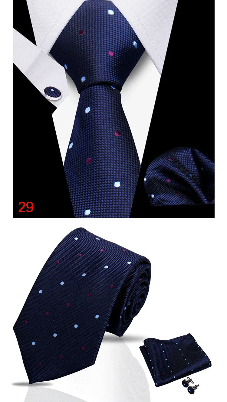 HUISHI 3-Pieces Blue Business Men's Tie Set Handmade NeckTie Men Formal Luxury Wedding High Quality Gravata Suit Accessories