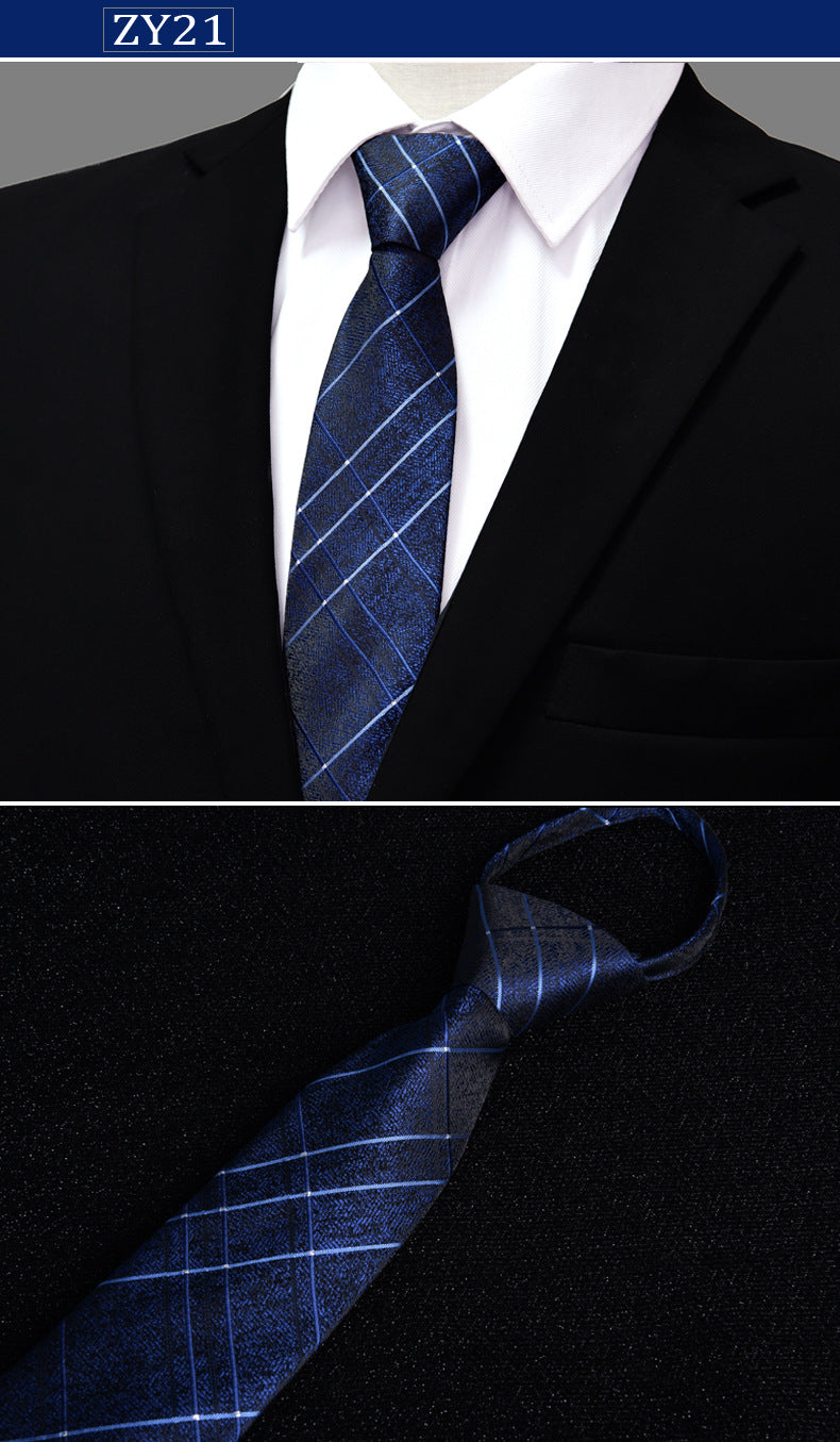 NEW Paisley Zipper Ties for Men 7CM Skinny Neck Tie Solid Striped Neckties Men's Automatic Zipper Tie Blue Lazy Ties