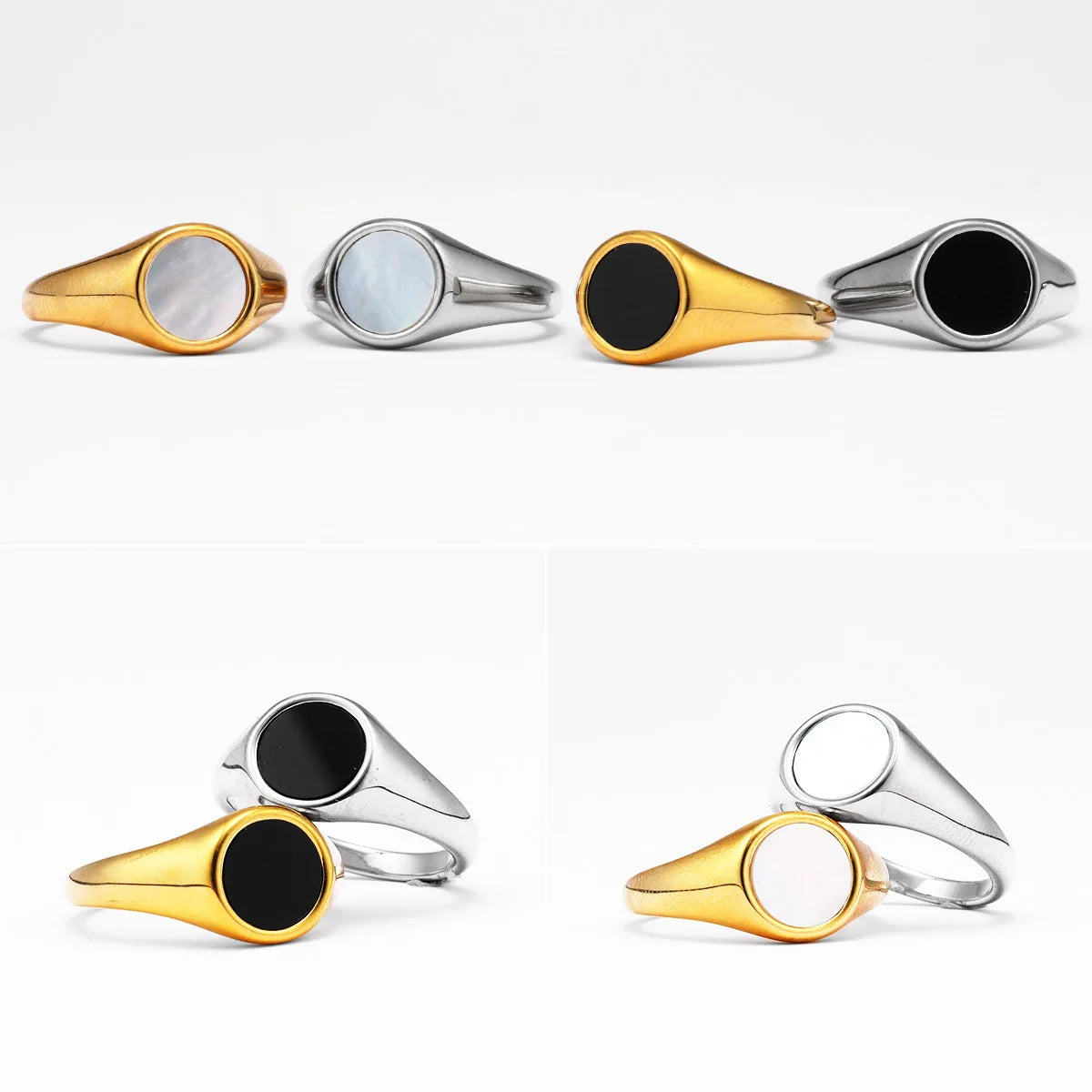 Luxury Aesthetic Shell Men Rings Stainless Steel Women Jewelry Simple Punk Rock Cool Stuff Fashion Accessories Gift Wholesale