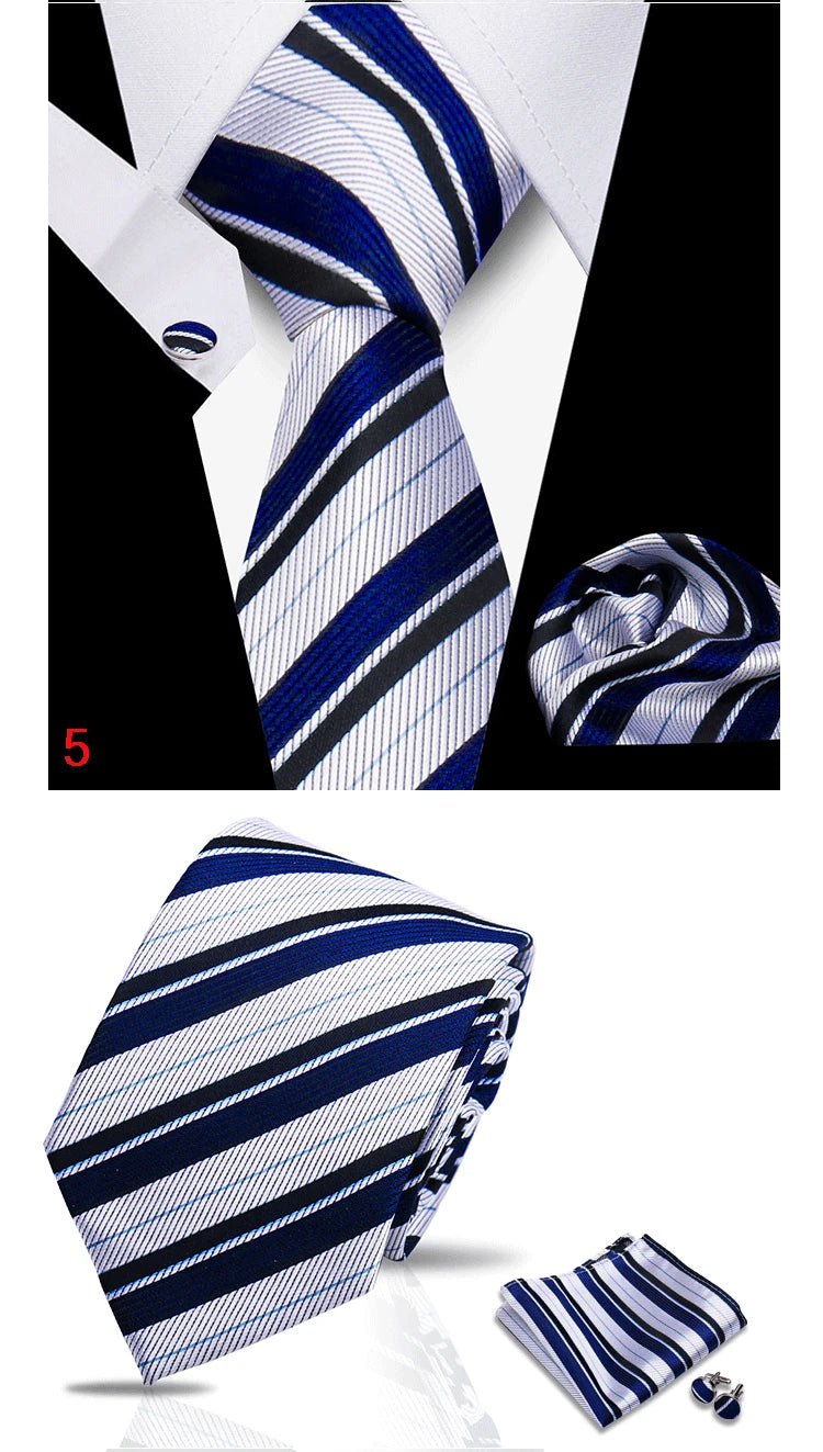 HUISHI 3-Pieces Blue Business Men's Tie Set Handmade NeckTie Men Formal Luxury Wedding High Quality Gravata Suit Accessories