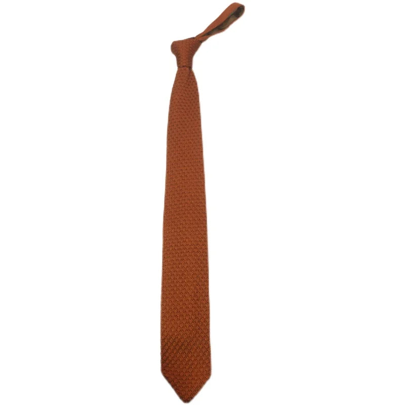 Fashion Solid Color Neckties For Men Women Casual Knitted Neck Ties 7cm Width Brown Orange Tie Daily Wear JK Accessories Cravat