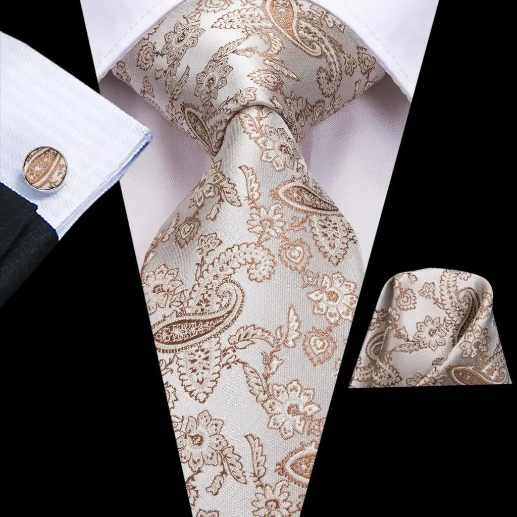 Hi-Tie Red Pureple Paisley Mens Ties Hanky Cufflinks Set Silk Necktie For Men Wedding Party Business 2022 New Fashion Brand