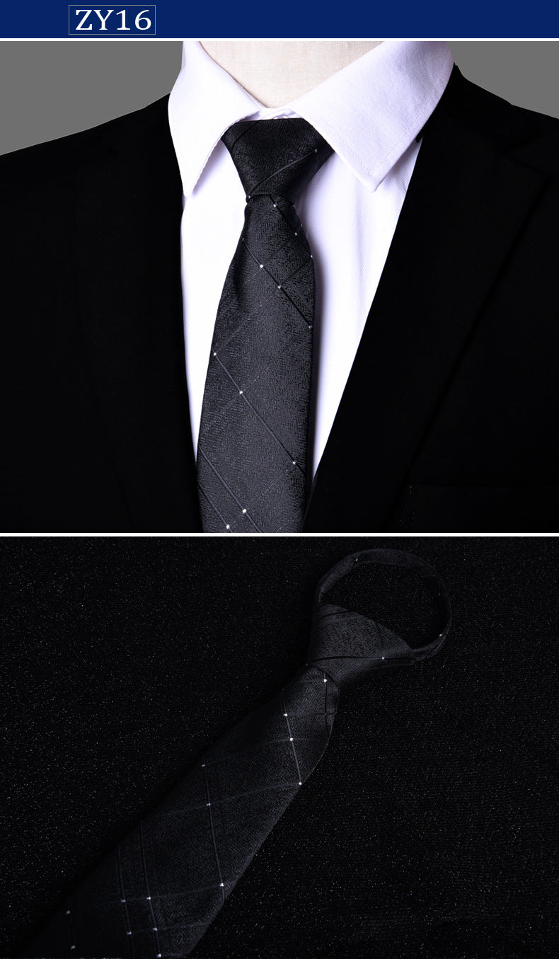 NEW Paisley Zipper Ties for Men 7CM Skinny Neck Tie Solid Striped Neckties Men's Automatic Zipper Tie Blue Lazy Ties