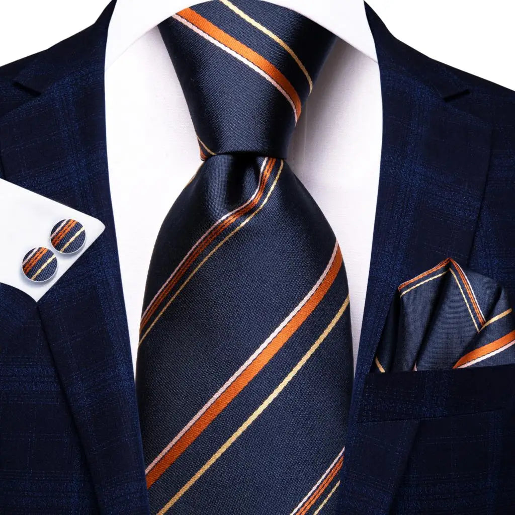 Hi-Tie 100% Silk Luxury Mens Ties Floral Black Gold Ties Paisley NeckTie Pocket Square Cufflinks Set Men's Wedding Party Tie
