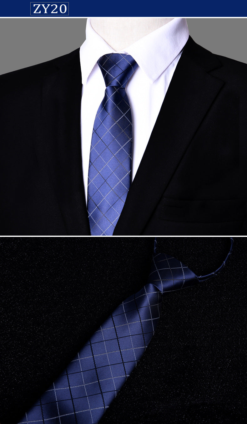 NEW Paisley Zipper Ties for Men 7CM Skinny Neck Tie Solid Striped Neckties Men's Automatic Zipper Tie Blue Lazy Ties