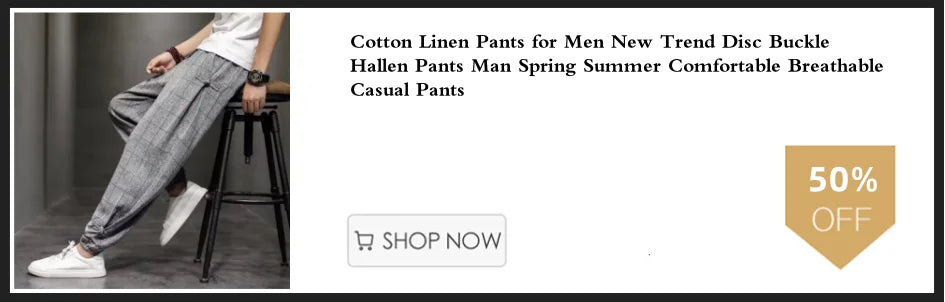 100% Cotton Summer Casual Pants Man Trendy Japanese Cropped Pants Loose Pants Men 5xl