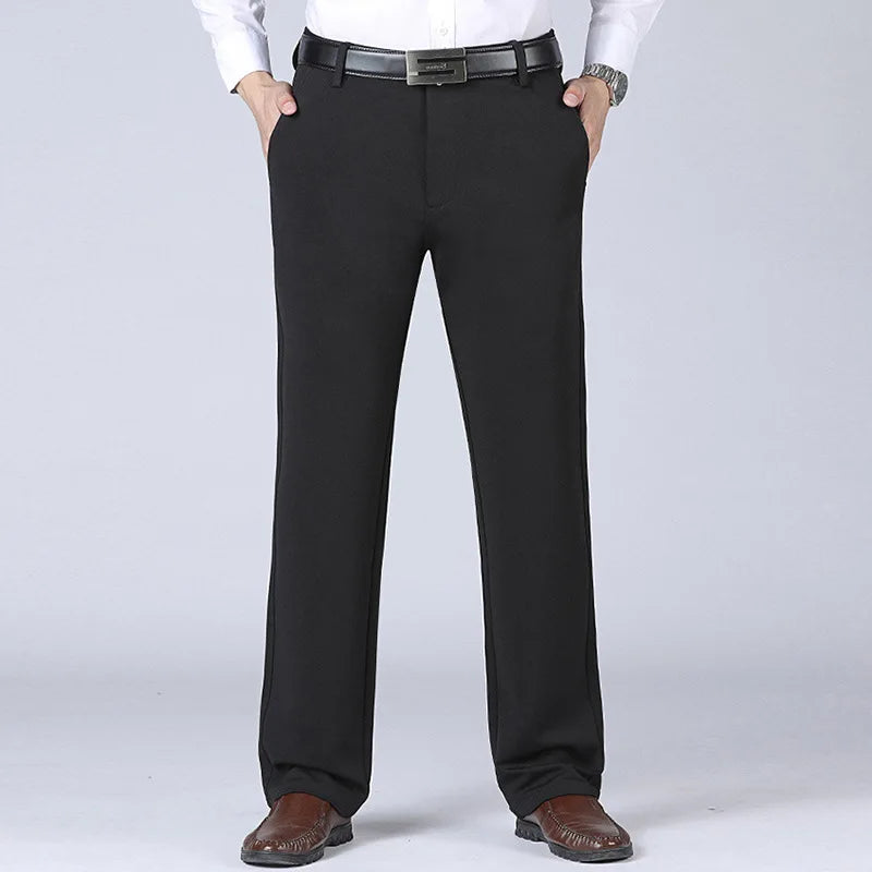 Men's Business Pants Big Size 52 Elastic Waist Straight Suit Pants Formal Work Long Pants Large Size Loose Casual Trousers