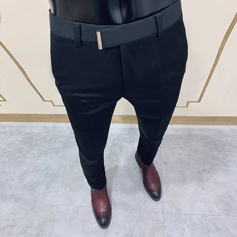 Spring and Autumn Men's Pants Fashion Korean Slim Men's Casual Ankle Pants Streetwear Men's Pants Men's Black Grey