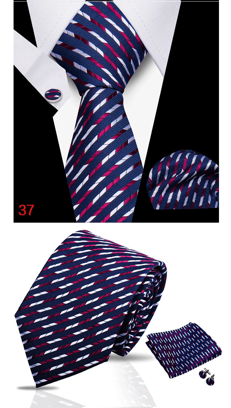 HUISHI 3-Pieces Blue Business Men's Tie Set Handmade NeckTie Men Formal Luxury Wedding High Quality Gravata Suit Accessories