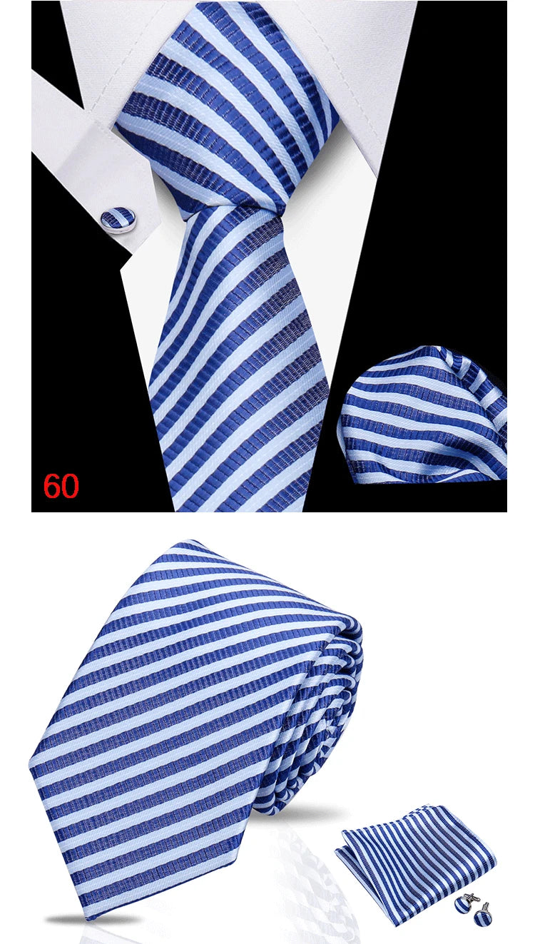 HUISHI 3-Pieces Blue Business Men's Tie Set Handmade NeckTie Men Formal Luxury Wedding High Quality Gravata Suit Accessories