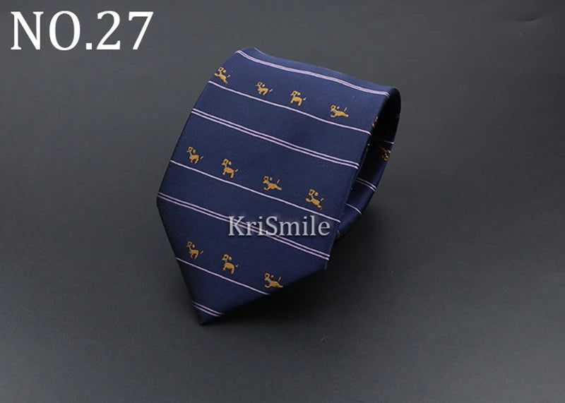 Novelty Ties For Men Cartoon Dog Dots Paisley Striped Fashion Mens Business Meeting Wedding Tuxedo Suit Shirt Daily Wear Cravat