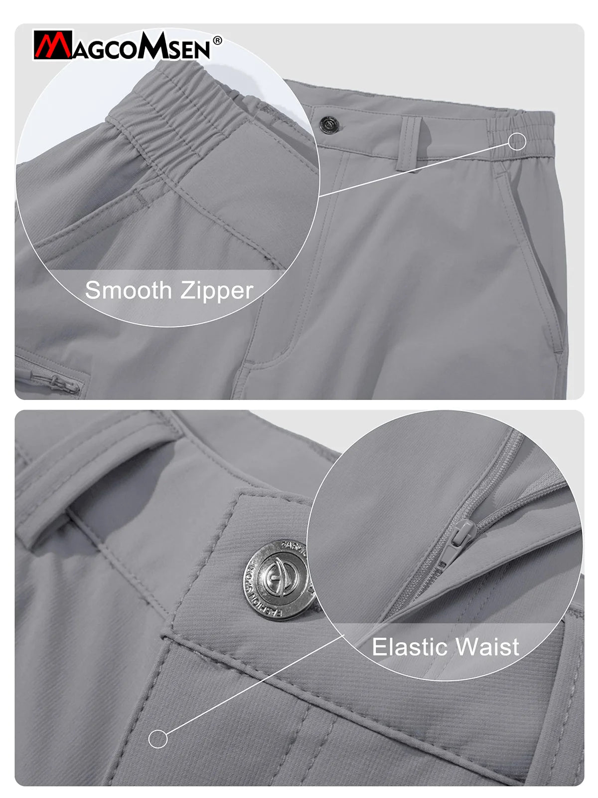 MAGCOMSEN Men's Waterproof Hiking Pants with Multi-pockets Ripstop Hard-wearing Quick Dry Casual Cargo Straight Working Pants