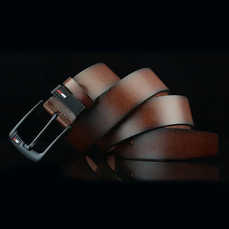 Famous Brand Design PU Leather Belt for Men Classical Alloy Pins Buckle Waist Belts Wild West Punk for Jeans Leisure Waistband