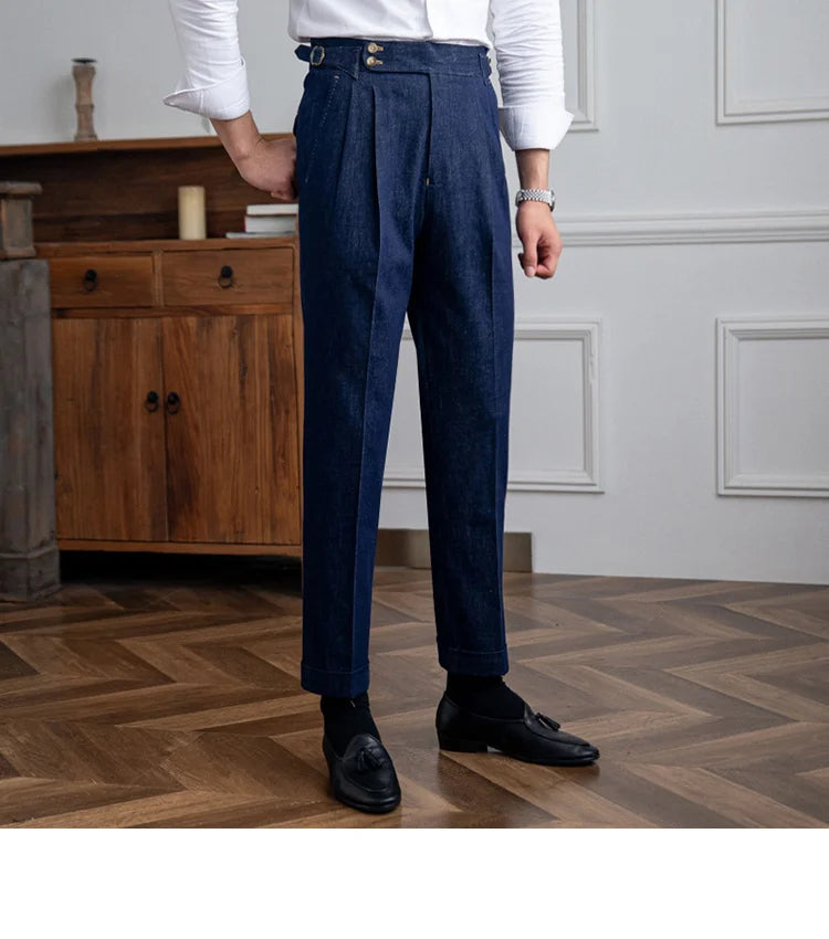 High Quality Italy Business Dress Pants Men  Office Social Suit Pants Casual Wedding Groom Trouser Pantaloni Uomo Casual Blue