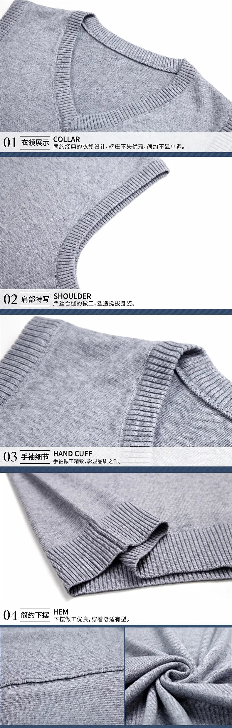2024 Autumn Winter New Men's Solid Color V-neck Knitted Vest Casual Fashion Warm Sweater Versatile Top