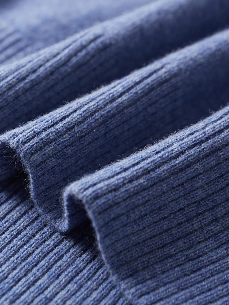 Men's Lapel Knit Pullover 100% Pure Wool Sweater Large Size Spring Autumn Winter Warm Tops Youth Casual Polo Collar T-shirt
