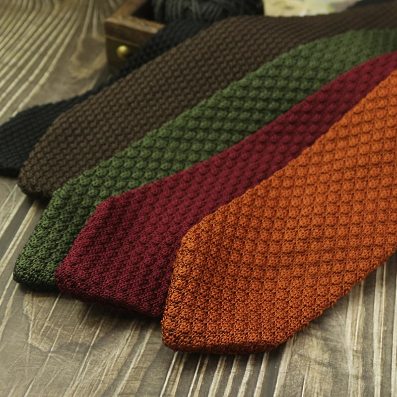 Fashion Solid Color Neckties For Men Women Casual Knitted Neck Ties 7cm Width Brown Orange Tie Daily Wear JK Accessories Cravat