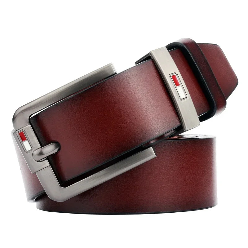 Famous Brand Design PU Leather Belt for Men Classical Alloy Pins Buckle Waist Belts Wild West Punk for Jeans Leisure Waistband