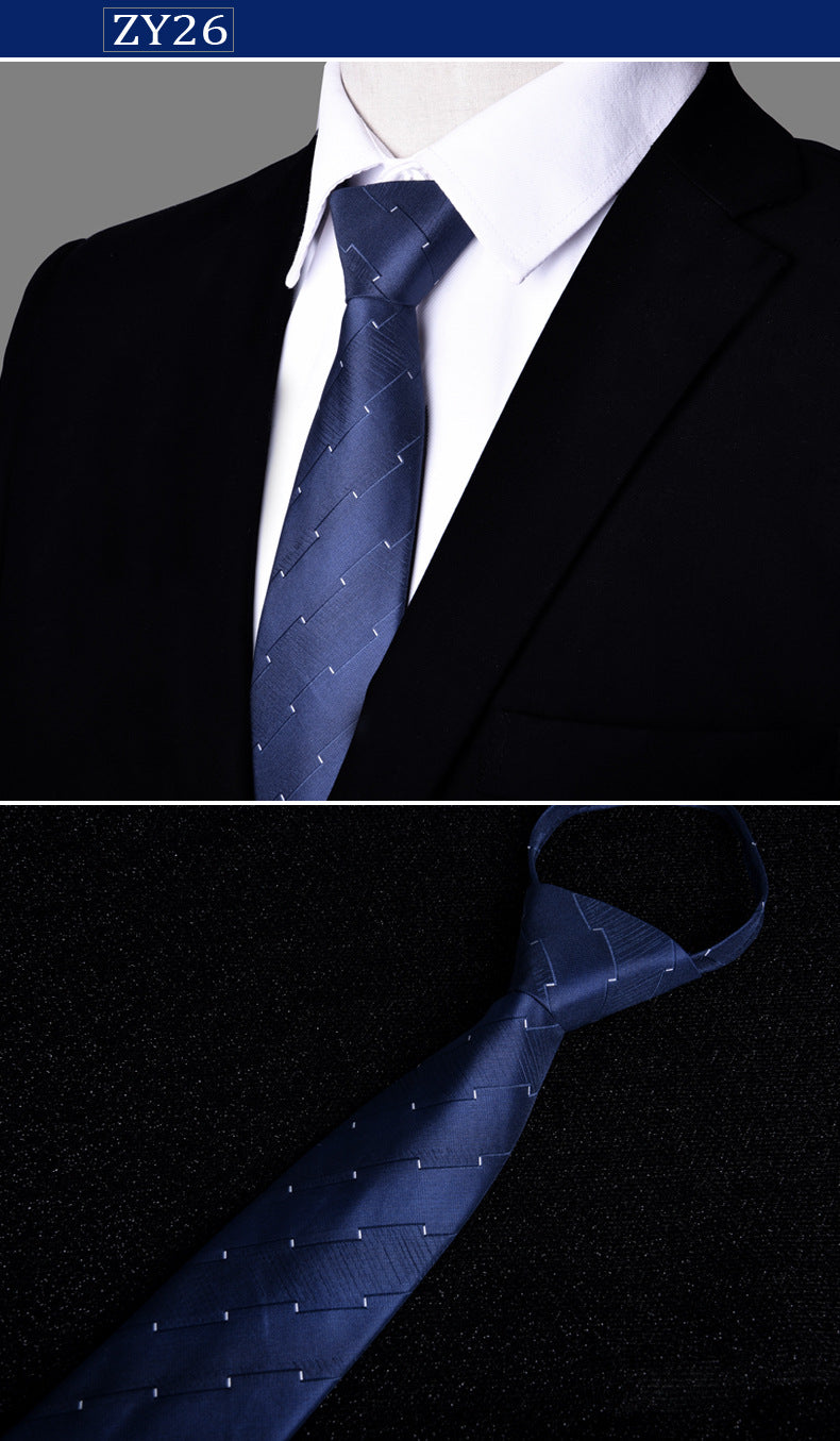 NEW Paisley Zipper Ties for Men 7CM Skinny Neck Tie Solid Striped Neckties Men's Automatic Zipper Tie Blue Lazy Ties